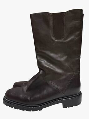 Siberian Husky Vintage Brown Leather Pull On Boots Lug Sole Women’s size 11